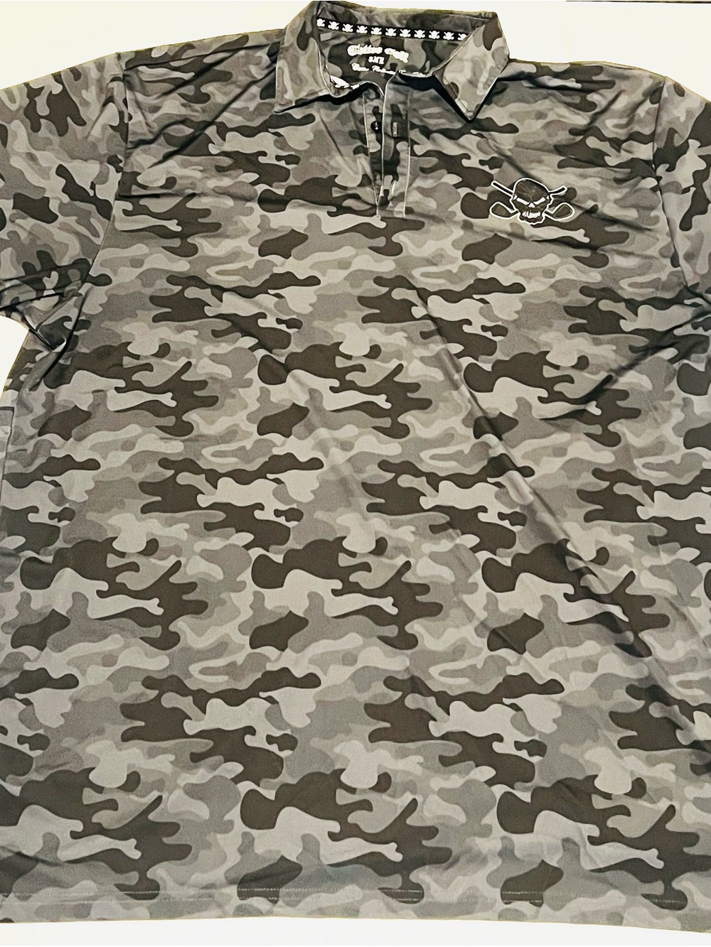 Tattoo Golf Camo Collection Mens 3XL Performance Polo Golf Shirt Black Skulls